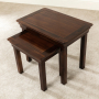 French Hardwood Mahogany Stained Nest Of 2 Tables