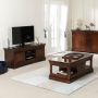 French Hardwood Mahogany Stained TV Unit - Up to 60" TV Size