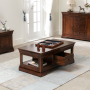 French Hardwood Mahogany Stained 1 Drawer Coffee Table