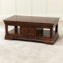 French Hardwood Mahogany Stained 1 Drawer Coffee Table