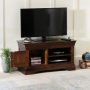 French Hardwood Mahogany Stained Small TV Unit - Up to 48" TV Size