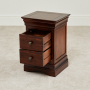 French Hardwood Mahogany Stained 2 Drawer Slim Bedside Table