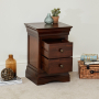 French Hardwood Mahogany Stained 2 Drawer Slim Bedside Table