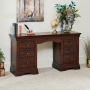 French Hardwood Mahogany Stained Twin Pedestal Desk