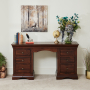 French Hardwood Mahogany Stained Twin Pedestal Desk