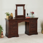 French Hardwood Twin Pedestal Dressing Table Set with Mirror