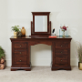 French Hardwood Twin Pedestal Dressing Table Set with Mirror