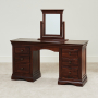 French Hardwood Twin Pedestal Dressing Table Set with Mirror