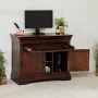 French Hardwood Mahogany Stained Hideaway Computer Desk