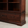 French Hardwood Mahogany Stained Grand Library Bookcase with 3 Drawers