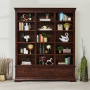 French Hardwood Mahogany Stained Grand Library Bookcase with 3 Drawers