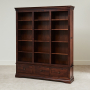 French Hardwood Mahogany Stained Grand Library Bookcase with 3 Drawers