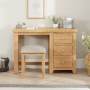 Cheshire Weathered Limed Oak Pedestal Dressing Table Set with Stool