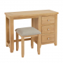 Cheshire Weathered Limed Oak Pedestal Dressing Table Set with Stool