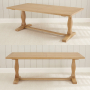 Solid Weathered Limed Oak Refectory Dining Table - 2m Length – Seats 6 to 8