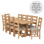 Weathered Limed Oak Refectory 2m Dining Table and 6 Natural Fabric Scoop Chairs