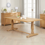 Weathered Limed Oak Refectory 2m Dining Table and 8 Natural Fabric Scoop Chairs