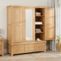 Cheshire Weathered Limed Oak Triple 3 Door Mirrored Wardrobe with 3 Drawers