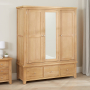 Cheshire Weathered Limed Oak Triple 3 Door Mirrored Wardrobe with 3 Drawers