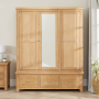 Cheshire Weathered Limed Oak Triple 3 Door Mirrored Wardrobe with 3 Drawers