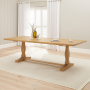 Solid Weathered Limed Oak Refectory Dining Table – 2.4m Length – Seats 8 to 10