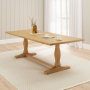 Solid Weathered Limed Oak Refectory Dining Table – 2.4m Length – Seats 8 to 10