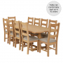 Cheshire Weathered Limed Oak 2.4m Refectory Dining Table + 8 Natural Scoop Dining Chairs