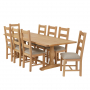 Cheshire Weathered Limed Oak 2.4m Refectory Dining Table + 8 Ladder Back Dining Chairs