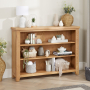 Cheshire Weathered Limed Oak Wide Low Bookcase with 2 Adjustable Shelves