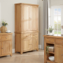 Cheshire Weathered Limed Oak Double Kitchen Larder Pantry Cupboard