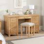 Cheshire Weathered Limed Oak Twin Pedestal Dressing Table Set with Stool