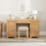 Cheshire Weathered Limed Oak Twin Pedestal Dressing Table Set with Stool