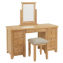 Cheshire Weathered Limed Oak Twin Pedestal Dressing Table Set with Stool + Mirror