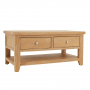 Cheshire Weathered Limed Oak 2 Drawer Coffee Table with Shelf