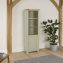 Marbury Sage Green Painted Tall Narrow Bookcase with 1 Door Cupboard