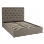 Chesterfield Button 5ft King Size Storage Ottoman Bed - Grey Linen Fabric