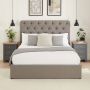 Chesterfield Button 5ft King Size Storage Ottoman Bed - Grey Linen Fabric