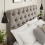 Chesterfield Button 5ft King Size Storage Ottoman Bed - Grey Linen Fabric