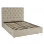 Chesterfield Button 4ft 6in Double Size Storage Ottoman Bed - Natural Linen Fabric