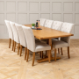 Solid Oak Refectory 2.4m Dining Table and 8 Bunbury Oatmeal Chairs