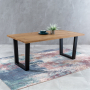 Metro Industrial Oak Medium 1.9m V-Base Dining Table - 6 Seater