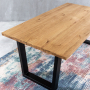 Metro Industrial Oak Medium 1.9m V-Base Dining Table - 6 Seater