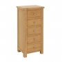 Marbury Oak 5 Drawer Tallboy Narrow Chest