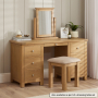 Marbury Oak Dressing Table Stool with Natural Fabric Seat