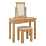 Marbury Oak 2 Drawer Dressing Table Set with Mirror & Stool