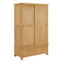 Marbury Oak Double Wardrobe with 2 Sliding Doors & 2 Drawers