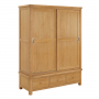 Marbury Oak Large Double Wardrobe with 2 Sliding Doors & 3 Drawers