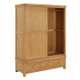 Marbury Oak Large Double Wardrobe with 2 Sliding Doors & 3 Drawers