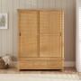 Marbury Oak Large Double Wardrobe with 2 Sliding Doors & 3 Drawers