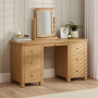 Marbury Oak Twin Pedestal Dressing Table Set with Mirror